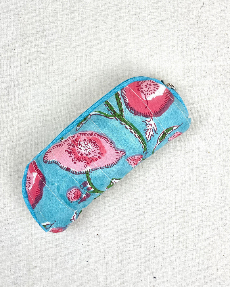 Etui à lunettes de soleil en tissu couleur turquoise