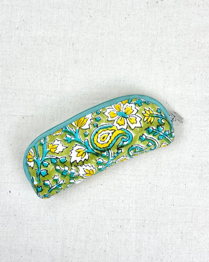 Etui à lunettes de soleil en tissu couleur jaune