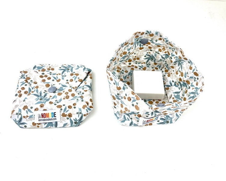 étui à savon fleuri bleu