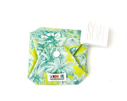 étui à savon solide toile de jouy verte