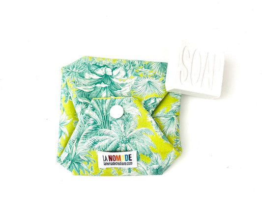 étui à savon solide toile de jouy verte