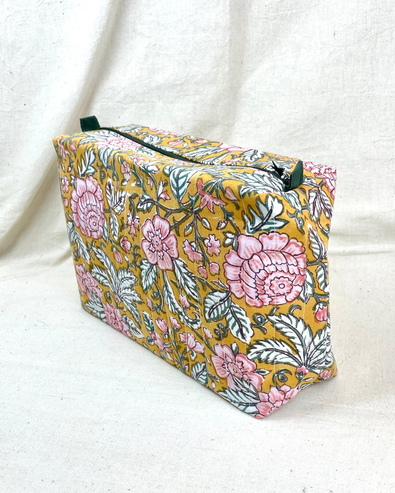 Grande trousse de toilette jaune moutarde