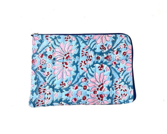 Housse ipad ou tablette bleu ciel et rose