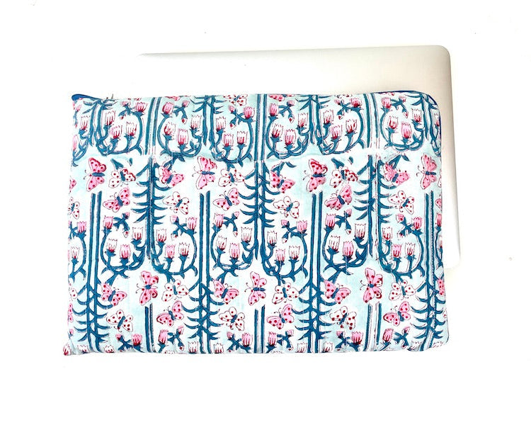Housse ordinateur 13 pouces bleu et rose