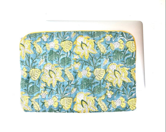 Housse ordinateur 13 pouces vert et jaune