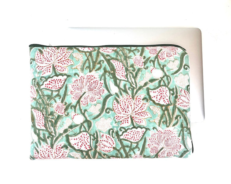 Housse ordinateur 13 pouces vert et rouge