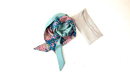 le P'tit foulard femme avec pochette de rangement, couleur vert paon
