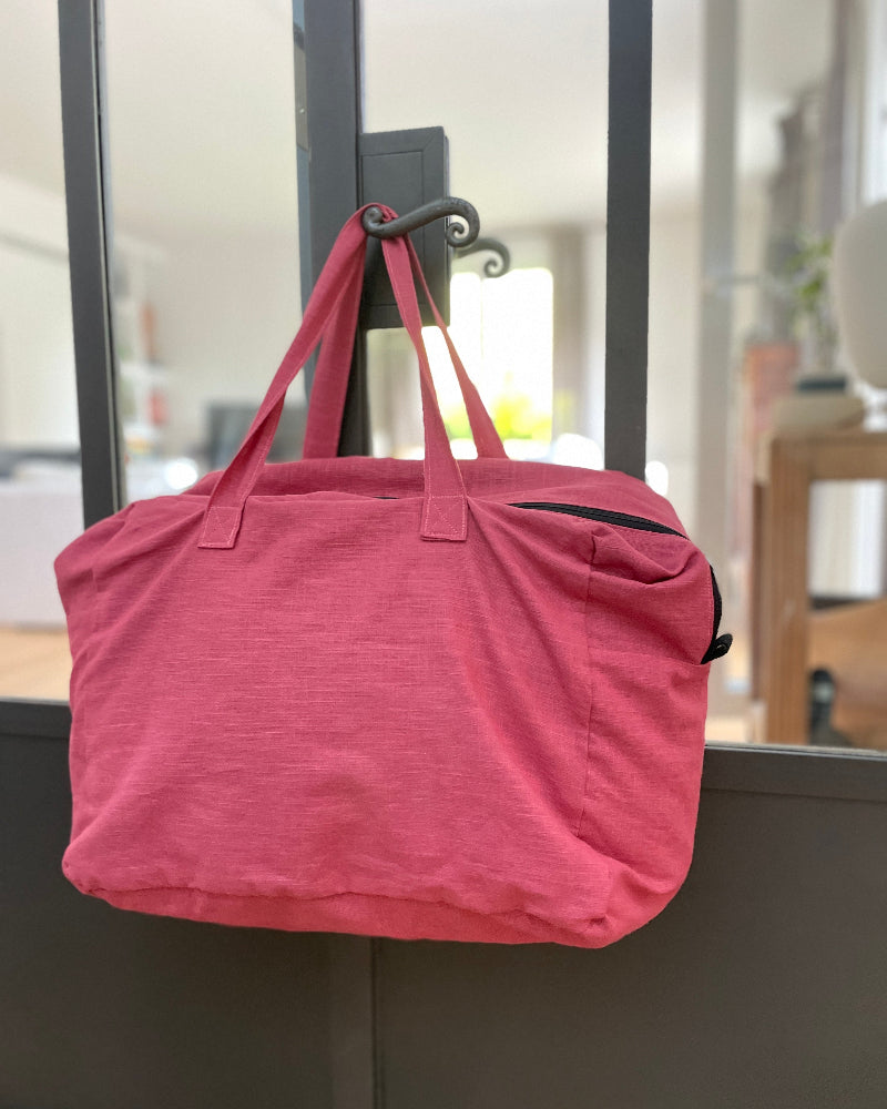 sac en lin framboise