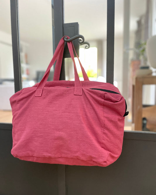 sac en lin framboise