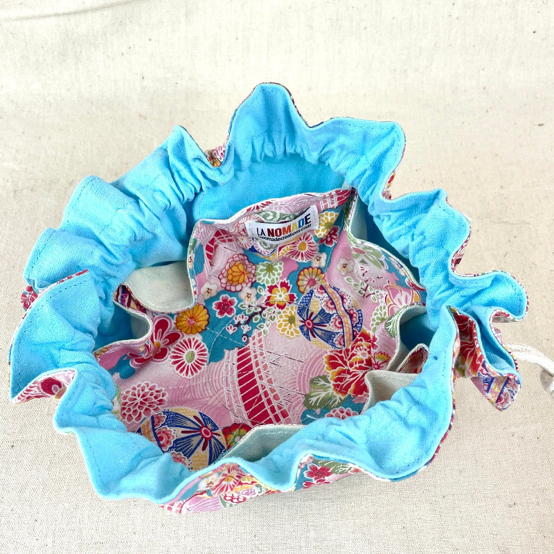 Trousse a bijoux aumonière turquoise