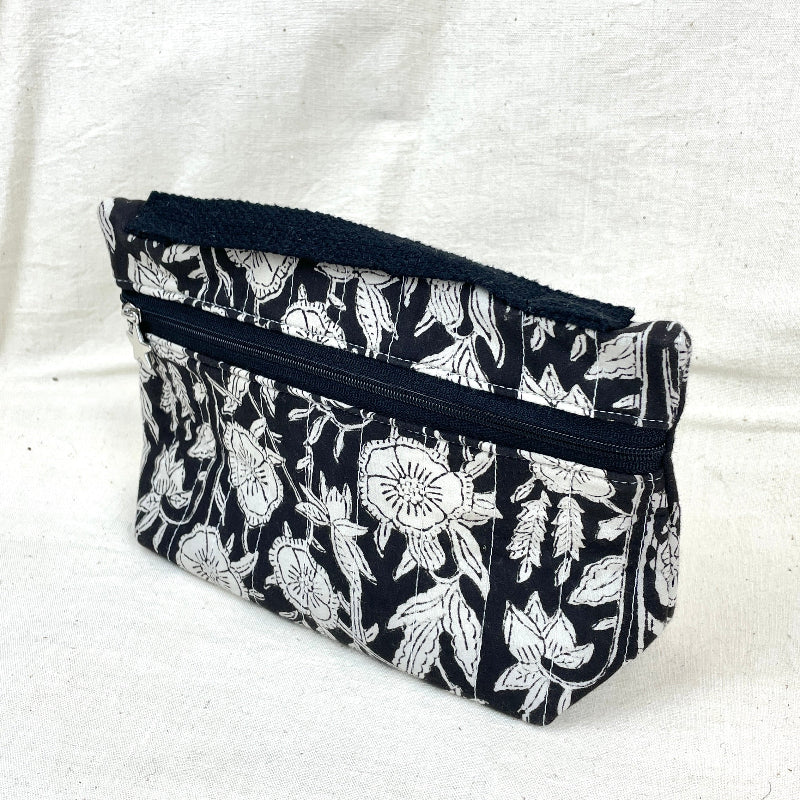 trousse de maquillage doublée, tissu noir