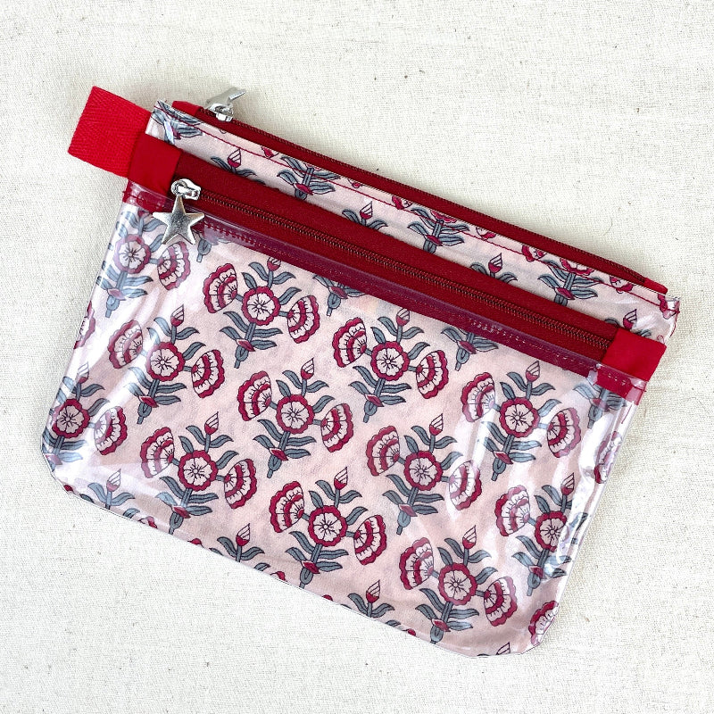 Petite trousse tactile smartphone grise et rouge