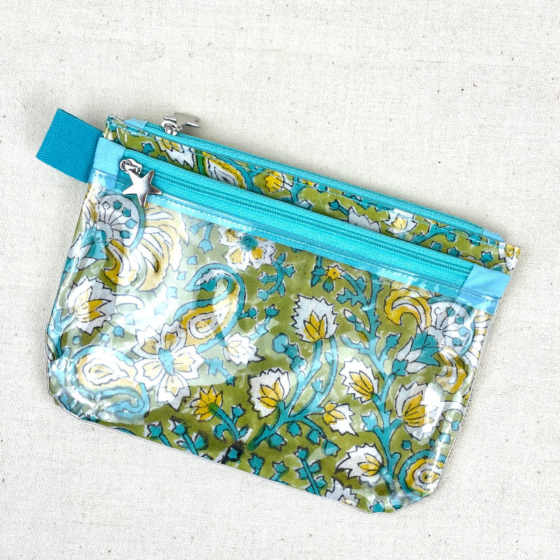 trousse tactile smartphone tissu indien motif lotus jaune