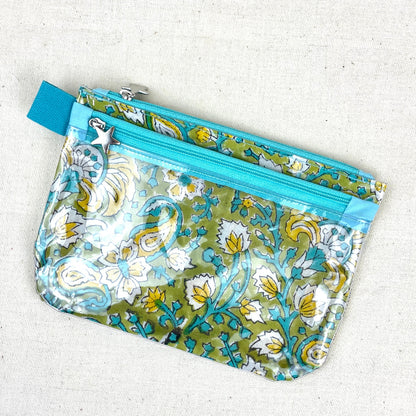 trousse tactile smartphone tissu indien motif lotus jaune