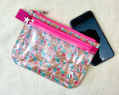 Petite trousse tactile smartphone rose fluo