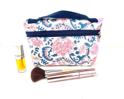 trousse makeup vanity rose et bleue